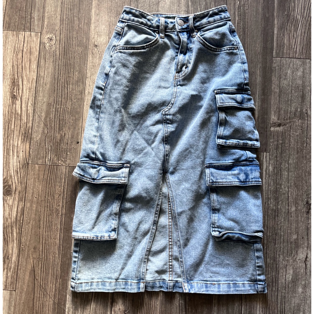 Denim Cargo Skirt